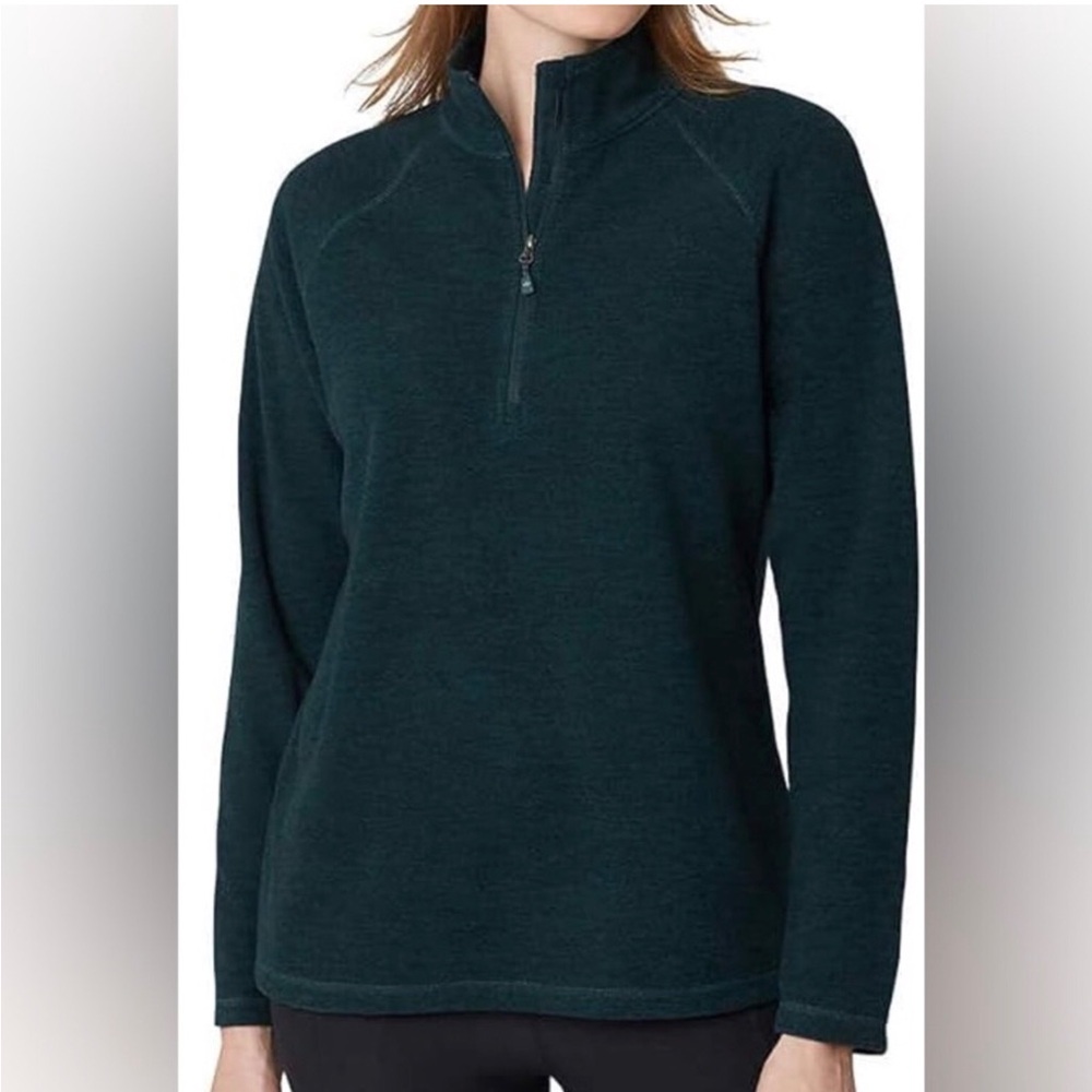 Eddie Bauer Forest Green Quarter-Zip Fleece Sweater - M - NWT